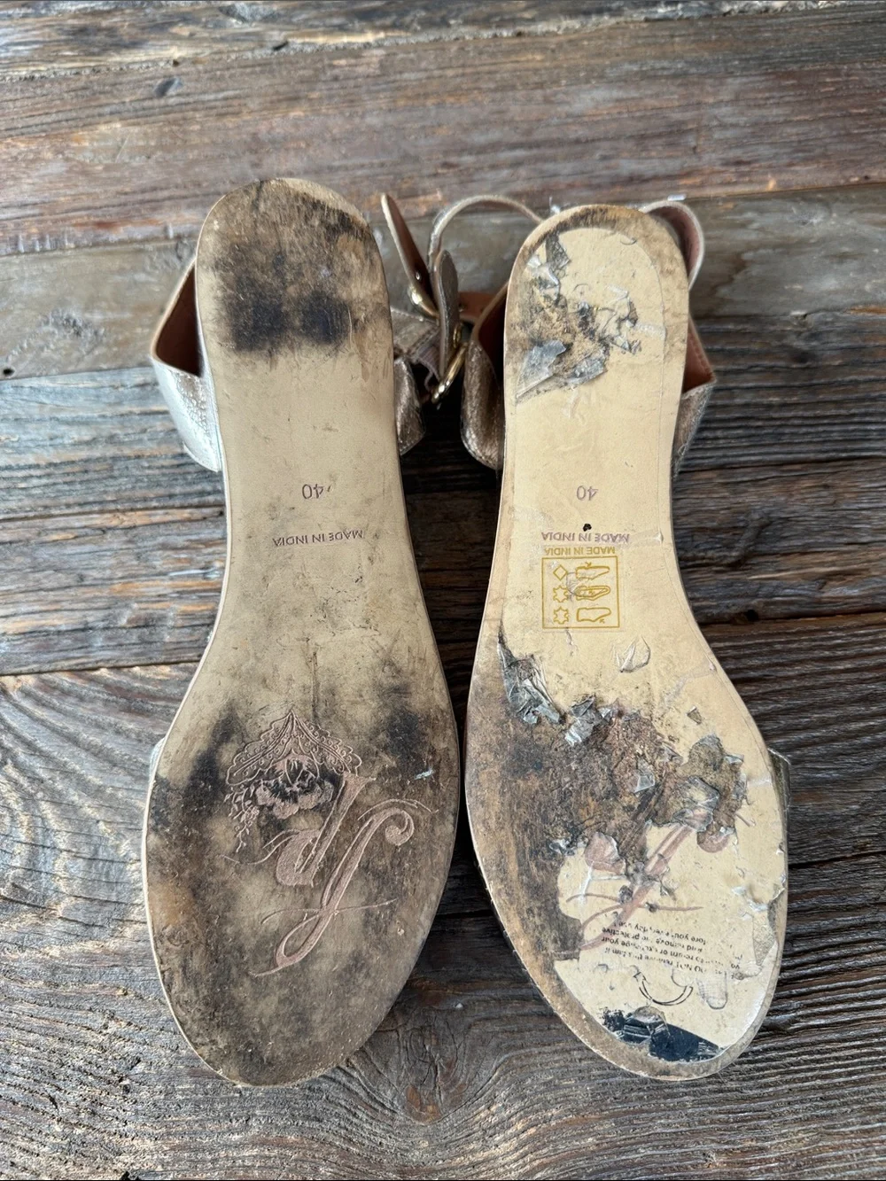 Free people, gold, metallic platform, ankle strap, sandal 40/9